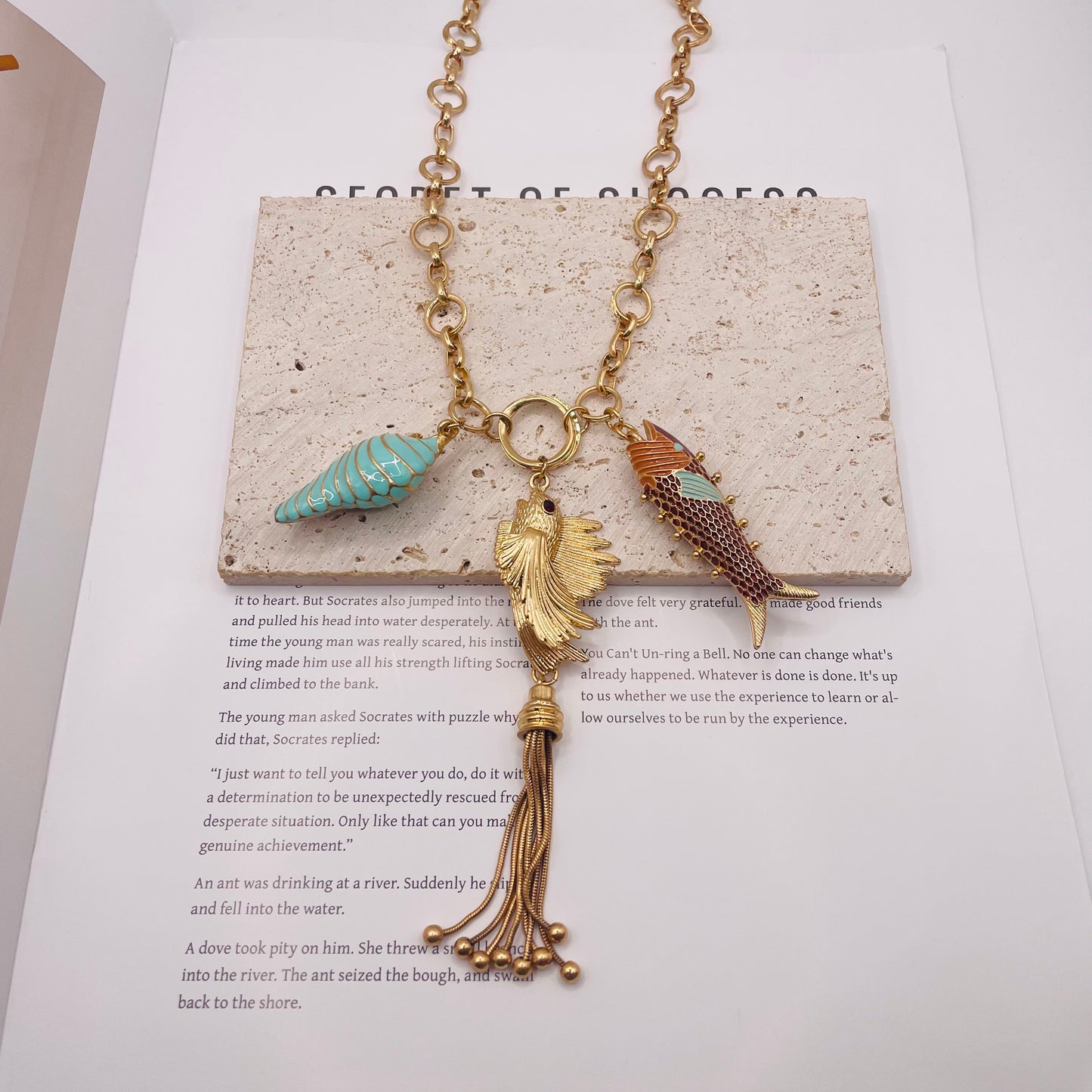 JI JOYA VENTA AL POR MAYOR,Serie Océano, Collar de Gotas de Aceite Hecho a Mano