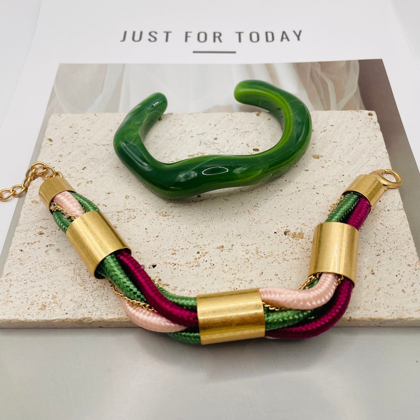 JI JOYA VENTA AL POR MAYOR,Collar de cuerda trenzada de colores y pulsera combinada