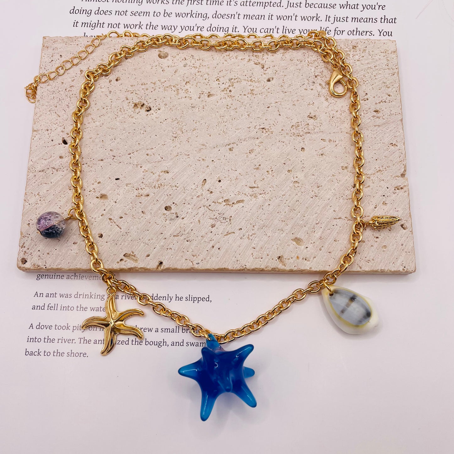 JI JOYA VENTA AL POR MAYOR,Collar de cadena fina con colgante de la colección Ocean