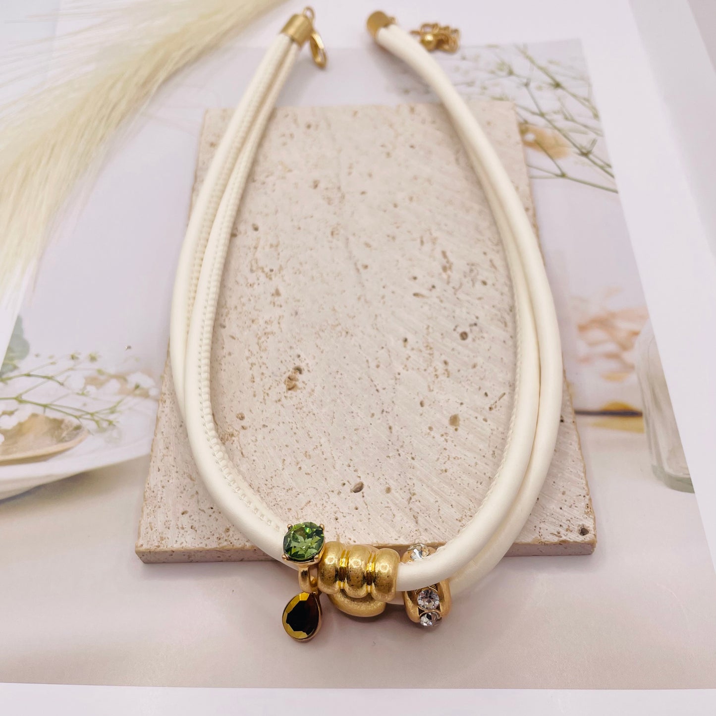 JI JOYA VENTA AL POR MAYOR,Collar con colgante de cuero doble