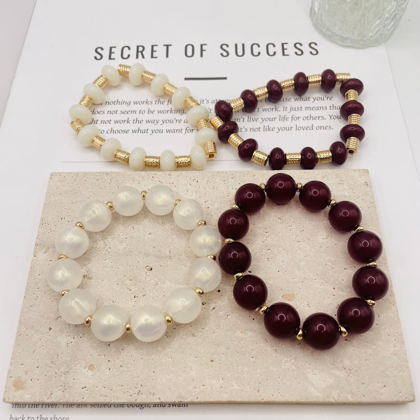 JI JOYA VENTA AL POR MAYOR,Combinación de pulsera de dos cuentas de moda