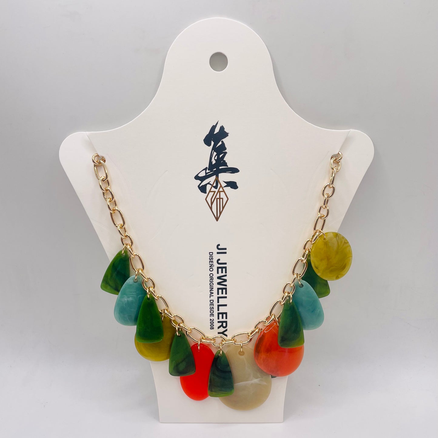 JI JOYA VENTA AL POR MAYOR,Collar geométrico multicolor