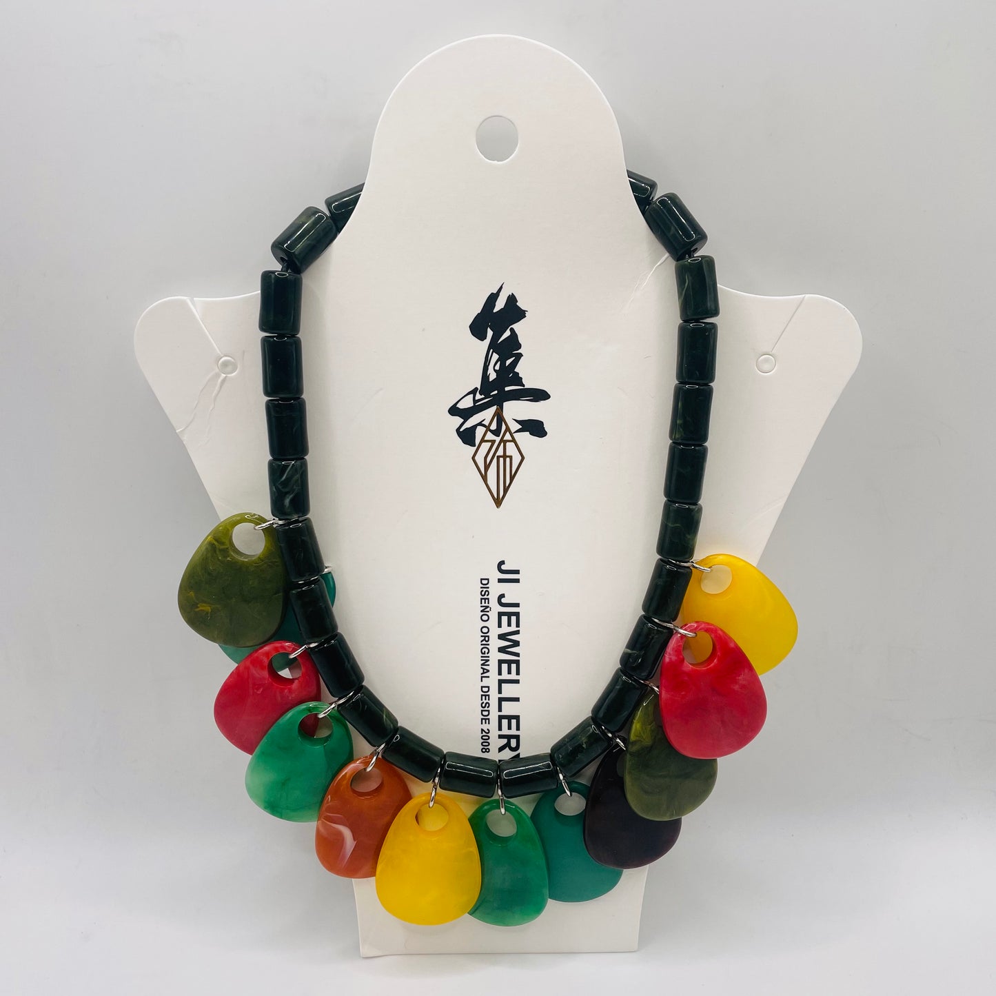 JI JOYA VENTA AL POR MAYOR,Collar de bambú a juego, multicolor
