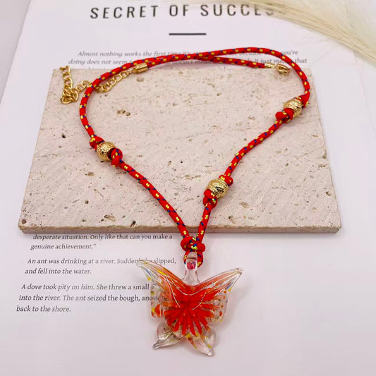 JI JOYA VENTA AL POR MAYOR,Collar con colgante de nudo de mariposa