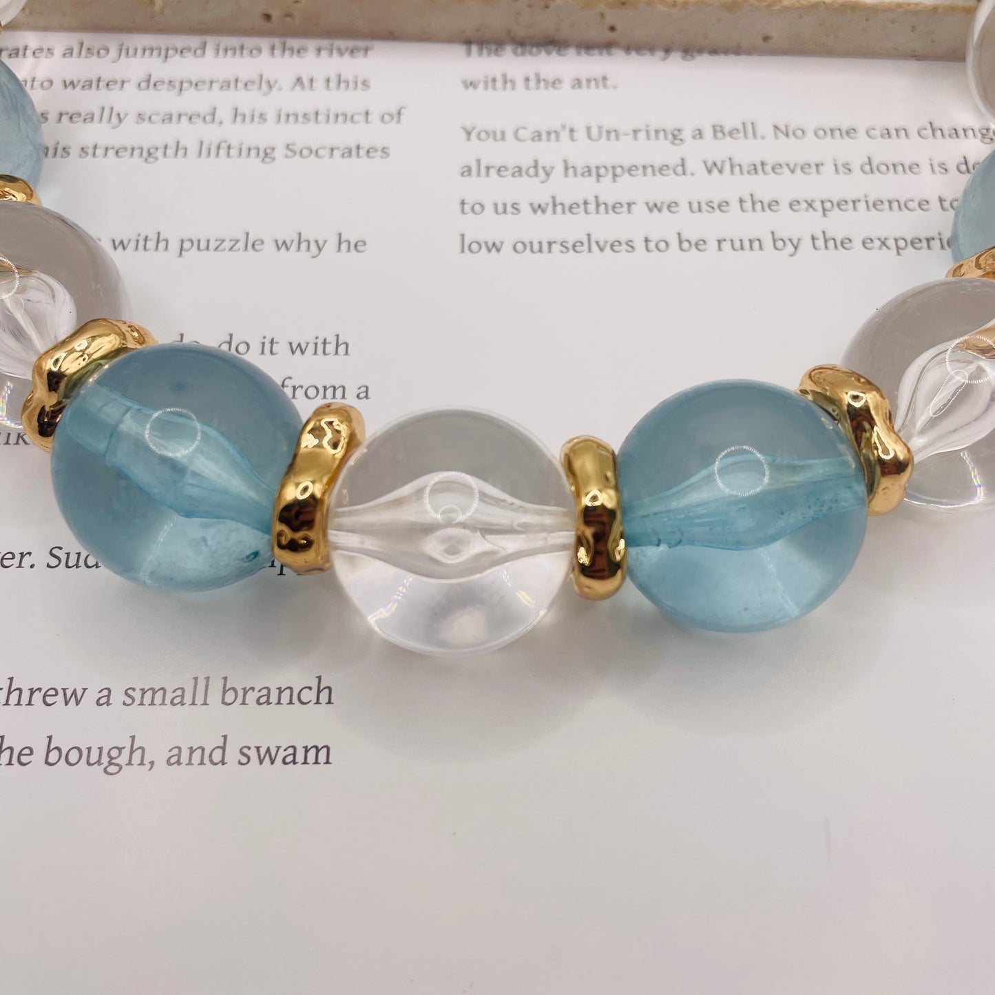 JI JOYA VENTA AL POR MAYOR,Collar esférico transparente de dos tonos