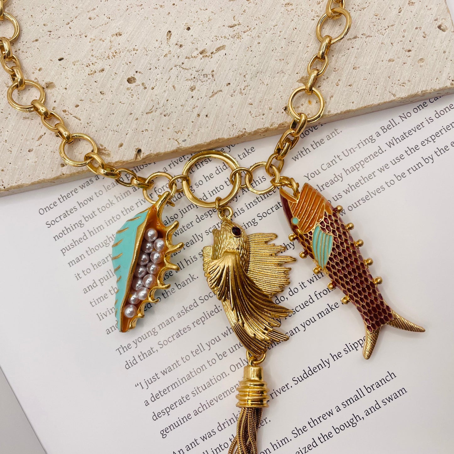 JI JOYA VENTA AL POR MAYOR,Serie Océano, Collar de Gotas de Aceite Hecho a Mano