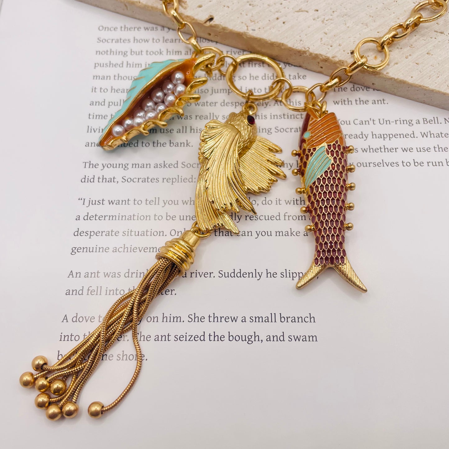 JI JOYA VENTA AL POR MAYOR,Serie Océano, Collar de Gotas de Aceite Hecho a Mano