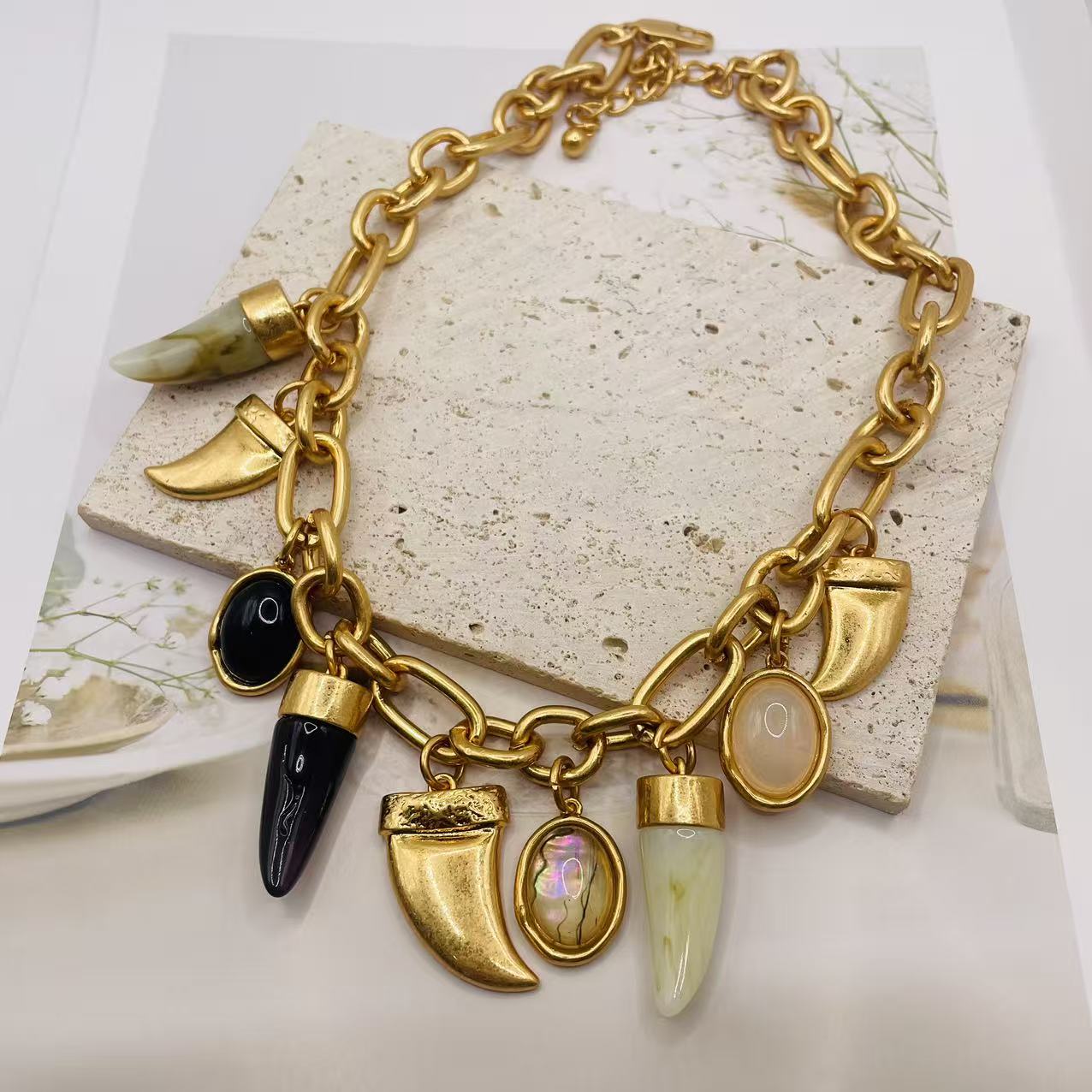 JI JOYA VENTA AL POR MAYOR,Collar colgante de diente de lobo