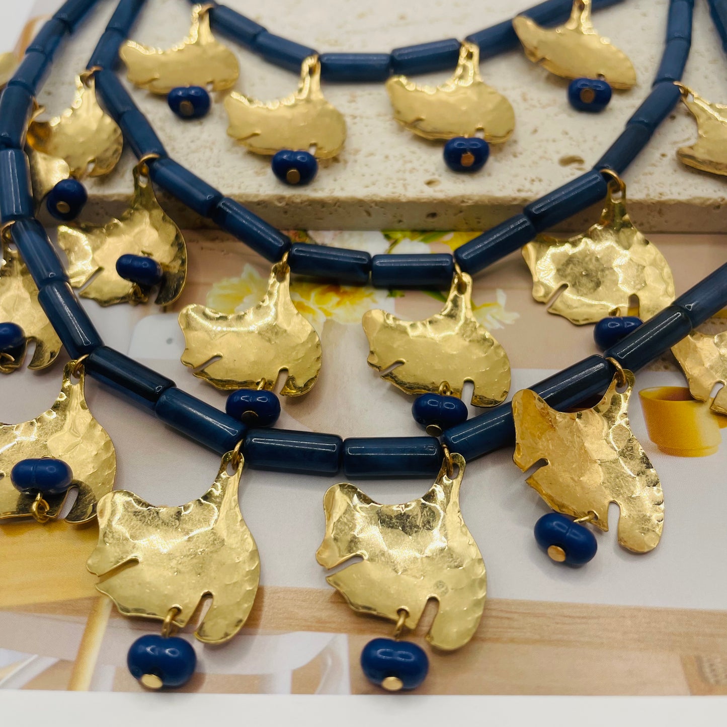 JI JOYA VENTA AL POR MAYOR,Collar de cuerda con colgante en forma de hoja de varias capas