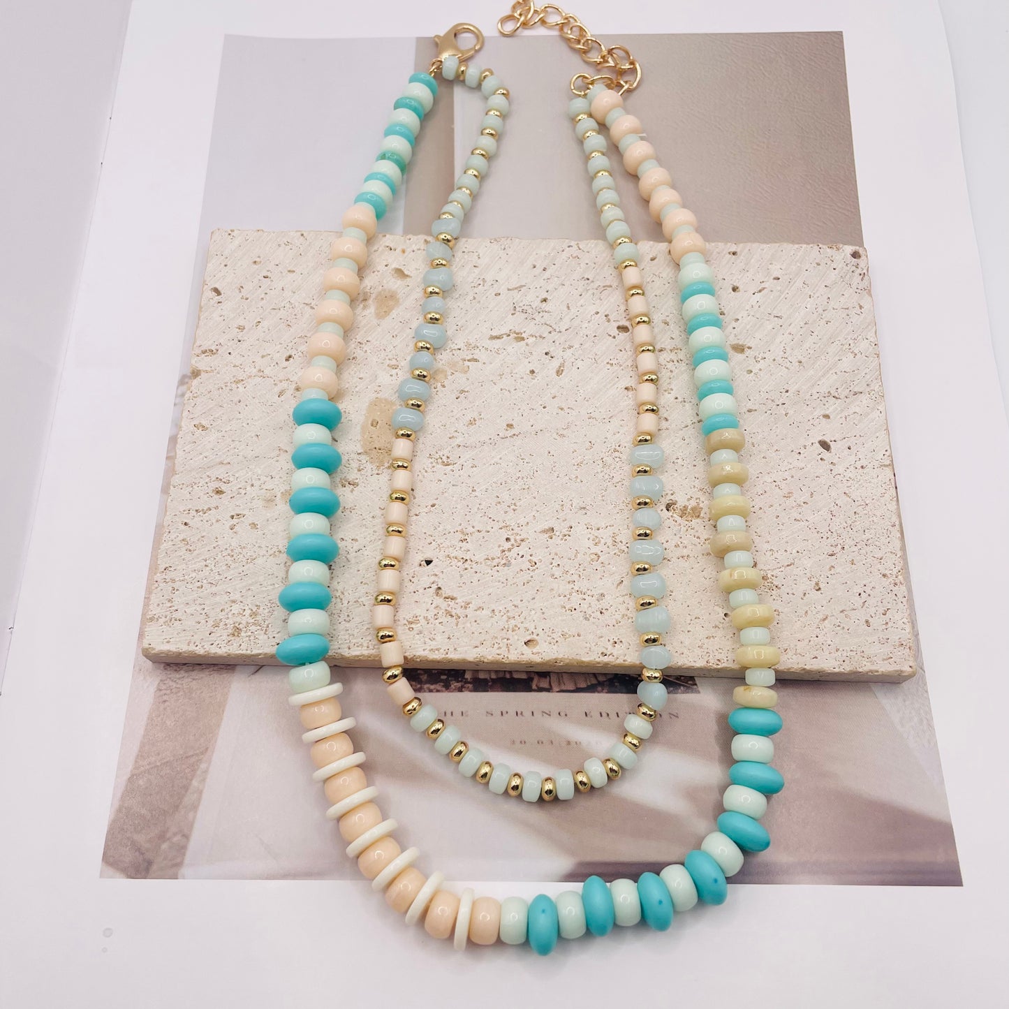 JI JOYA VENTA AL POR MAYOR,Collar de cuentas espaciadas multicolor
