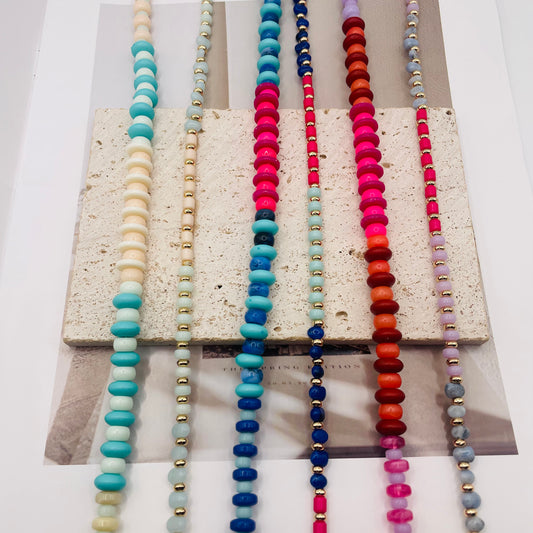 JI JOYA VENTA AL POR MAYOR,Collar de cuentas espaciadas multicolor