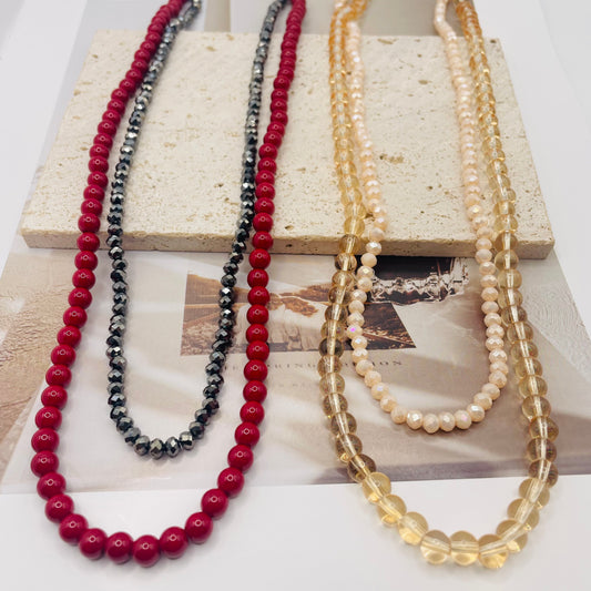 JI JOYA VENTA AL POR MAYOR,Collar de cuentas de dos capas en dos tonos