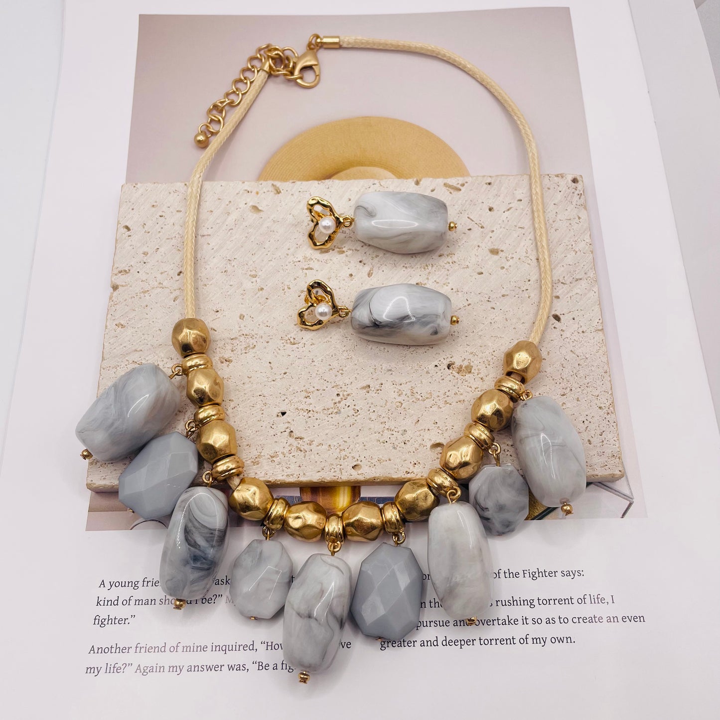 JI JOYA VENTA AL POR MAYOR,Conjunto de collar y pendientes con colgante cuadrado