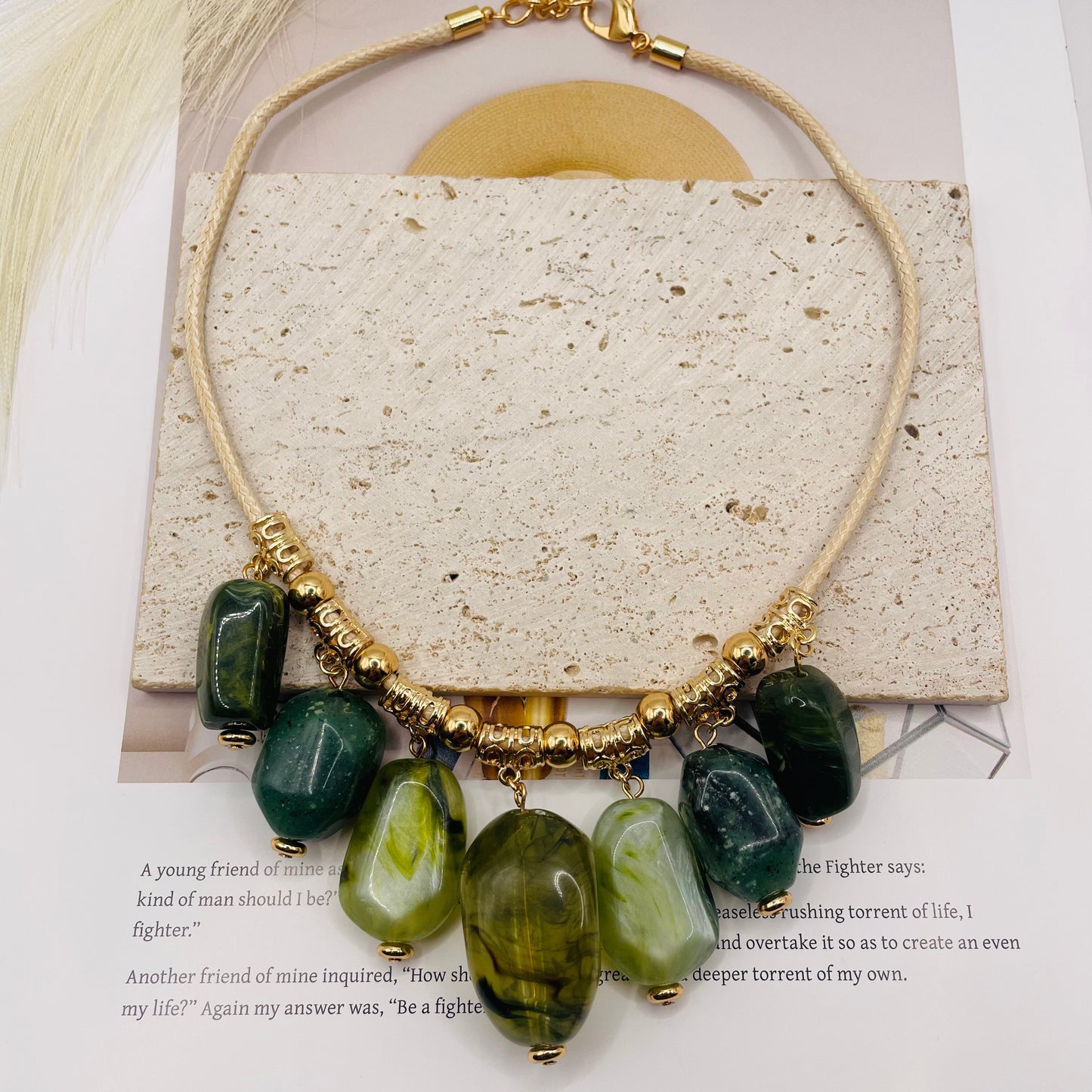 JI JOYA VENTA AL POR MAYOR,Collar de cuerda corta con colgante irregular