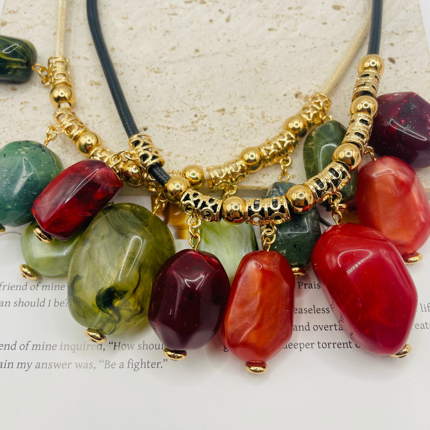 JI JOYA VENTA AL POR MAYOR,Collar de cuerda corta con colgante irregular