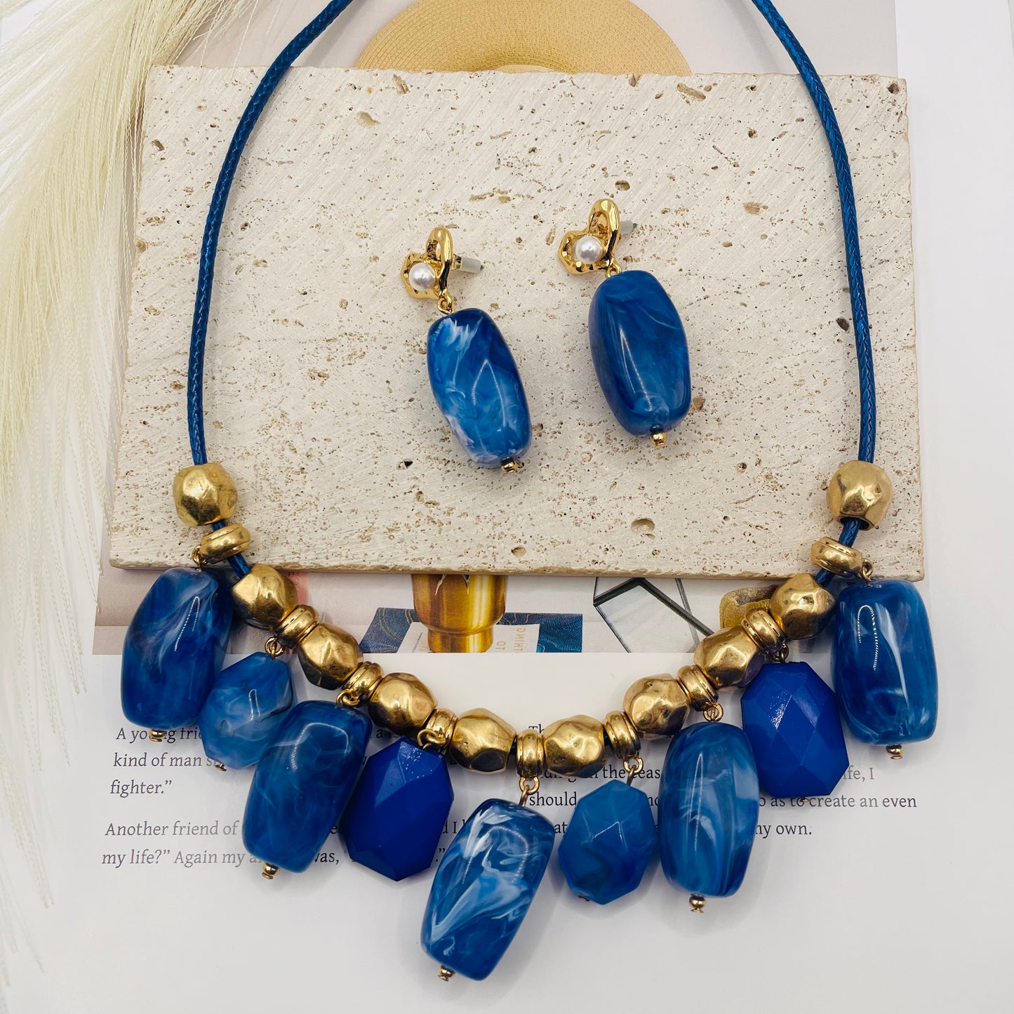 JI JOYA VENTA AL POR MAYOR,Conjunto de collar y pendientes con colgante cuadrado