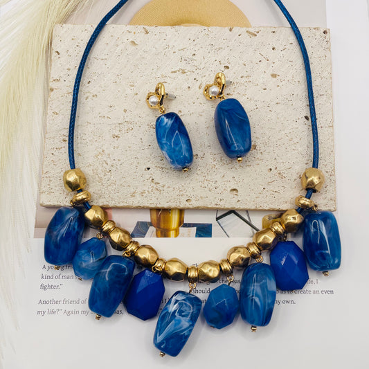 JI JOYA VENTA AL POR MAYOR,Conjunto de collar y pendientes con colgante cuadrado