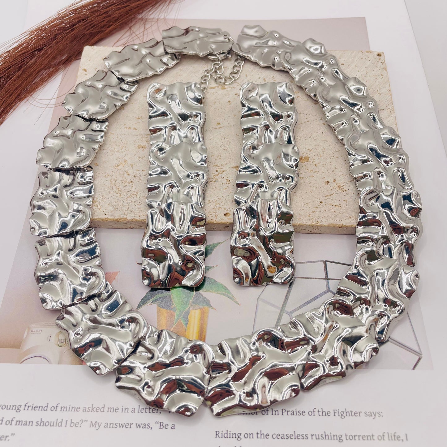 JI JOYA VENTA AL POR MAYOR,Conjunto de collar y pendientes desiguales