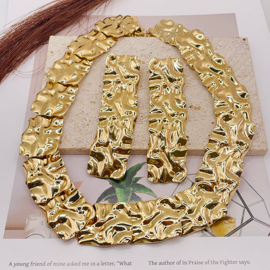 JI JOYA VENTA AL POR MAYOR,Conjunto de collar y pendientes desiguales