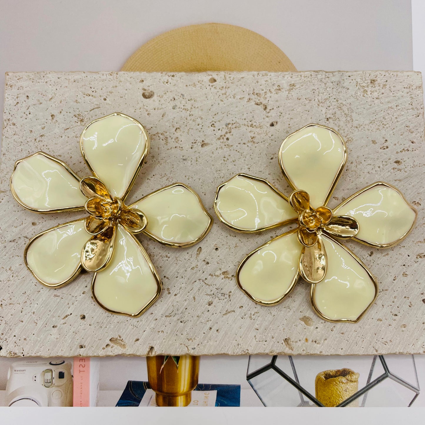 JI JOYA VENTA AL POR MAYOR,Combinación de colgante de flor grande, collar de cuentas dobles y pendientes de flores grandes