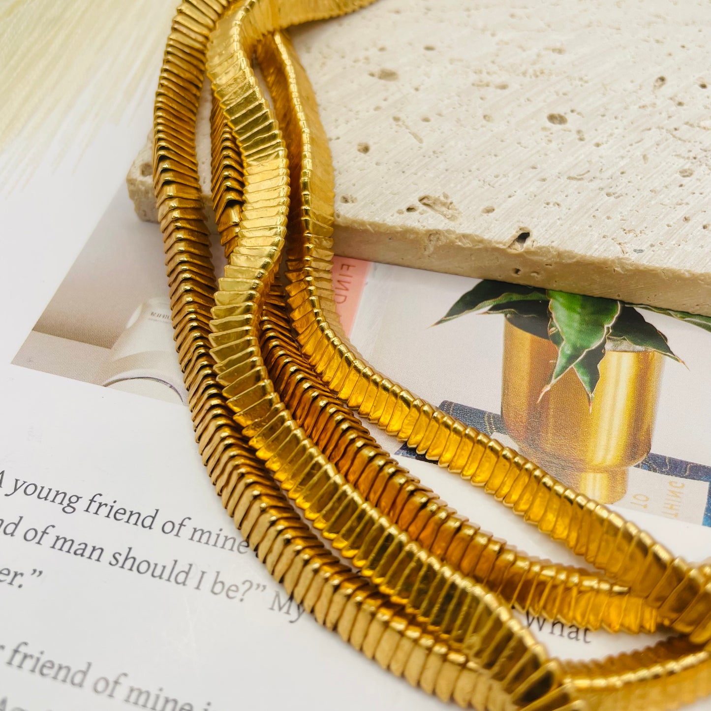 JI JOYA VENTA AL POR MAYOR,Collar y pulsera de moda de cuatro capas con triángulos y cuadrados.
