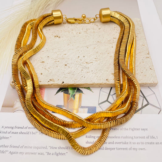 JI JOYA VENTA AL POR MAYOR,Collar y pulsera de moda de cuatro capas con triángulos y cuadrados.