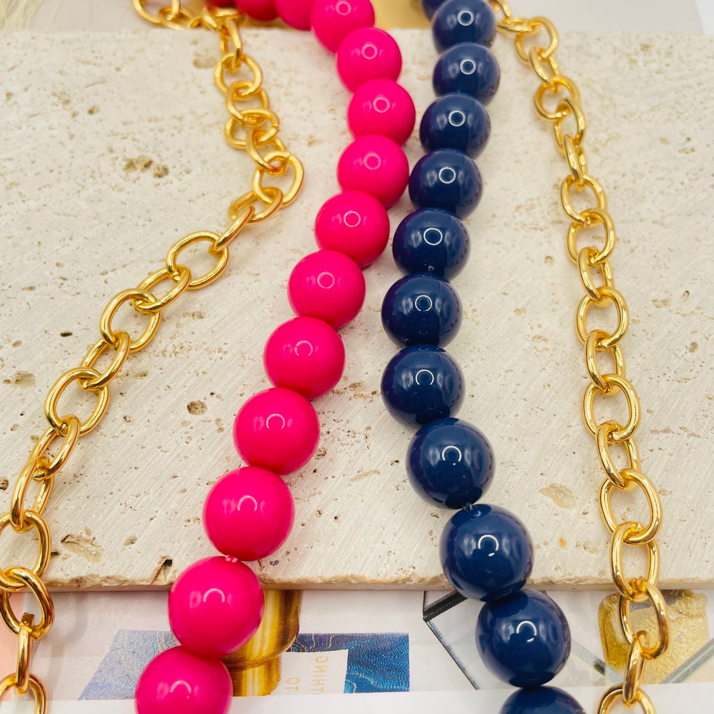 JI JOYA VENTA AL POR MAYOR,Collar combinado de cuentas y cadena