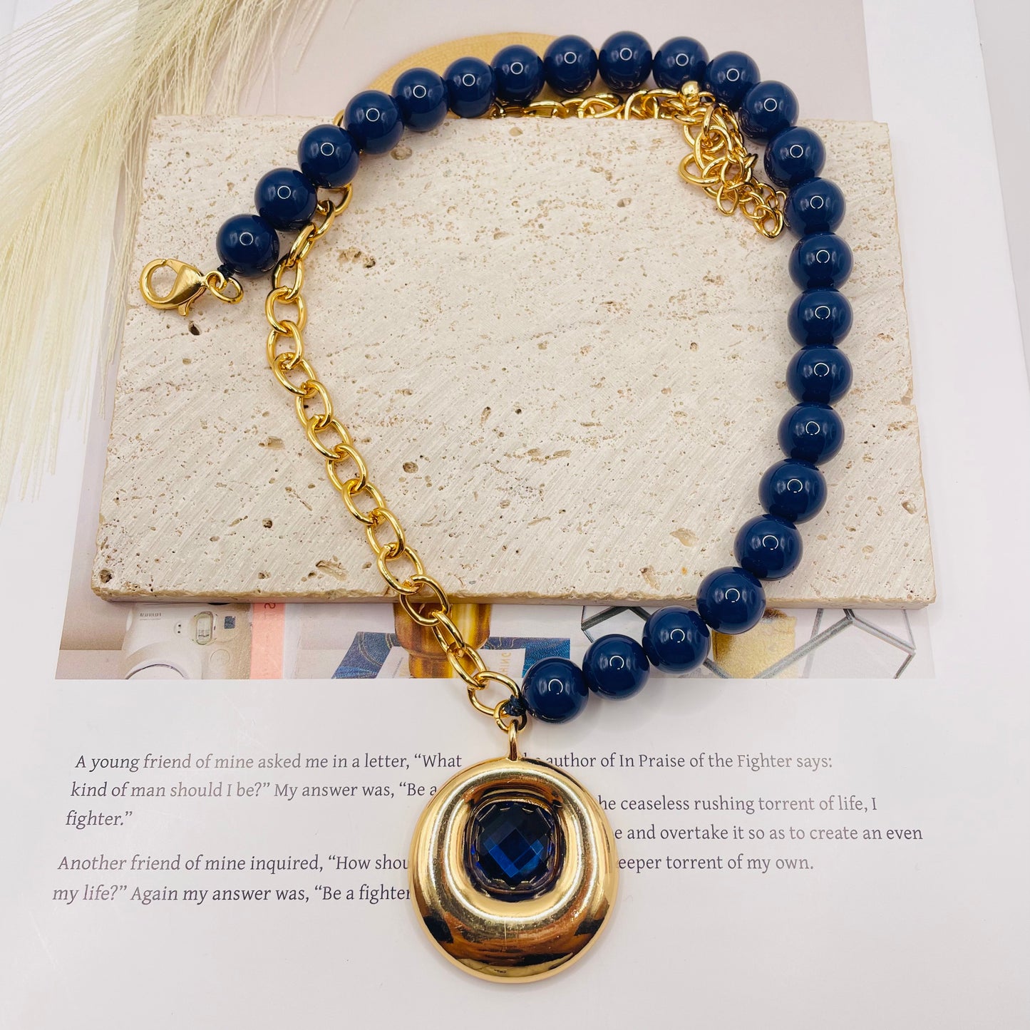 JI JOYA VENTA AL POR MAYOR,Collar combinado de cuentas y cadena