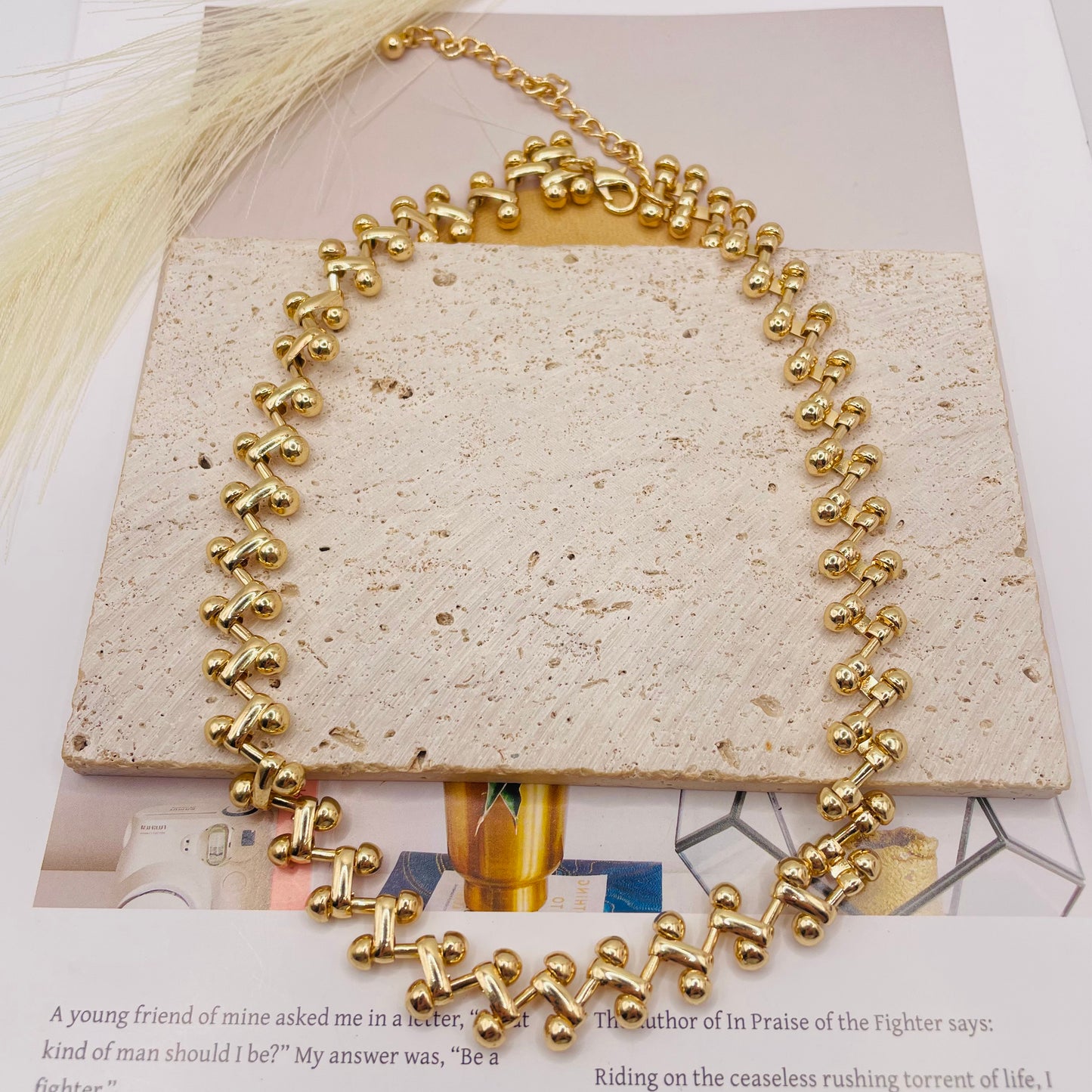 JI JOYA VENTA AL POR MAYOR,Conjunto de collar y pendientes de cadena trenzada