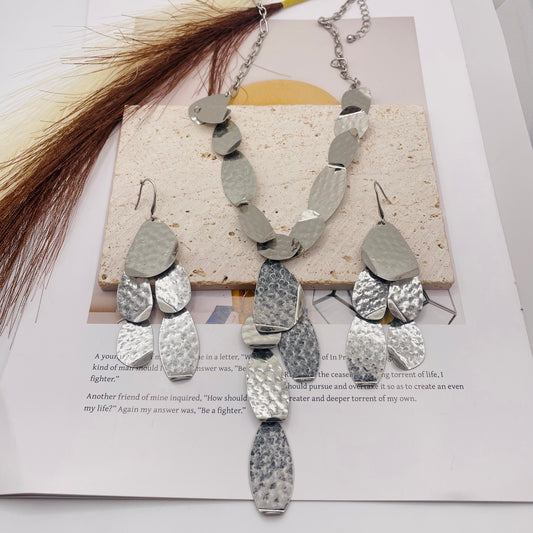 JI JOYA VENTA AL POR MAYOR,Collar y pendientes con diseño gráfico irregular