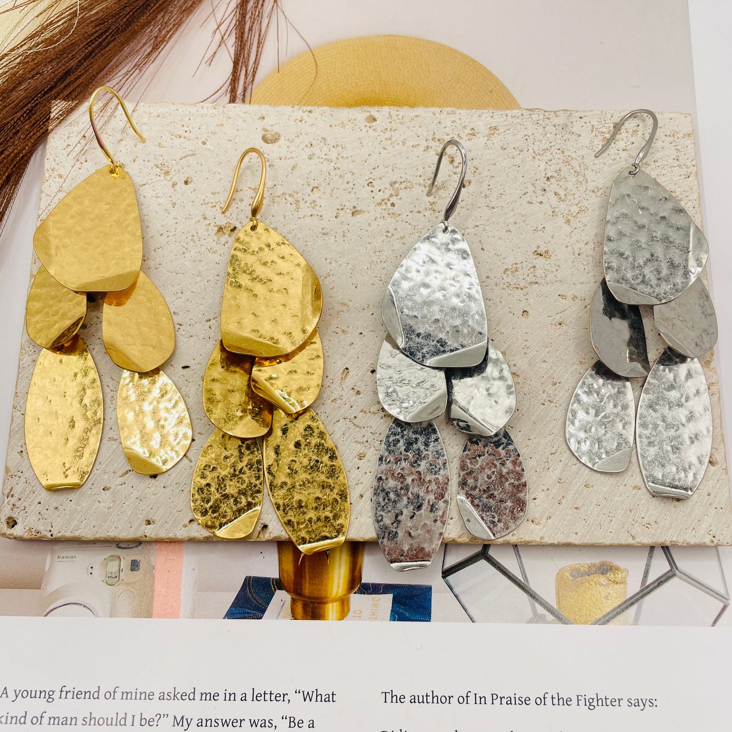 JI JOYA VENTA AL POR MAYOR,Collar y pendientes con diseño gráfico irregular