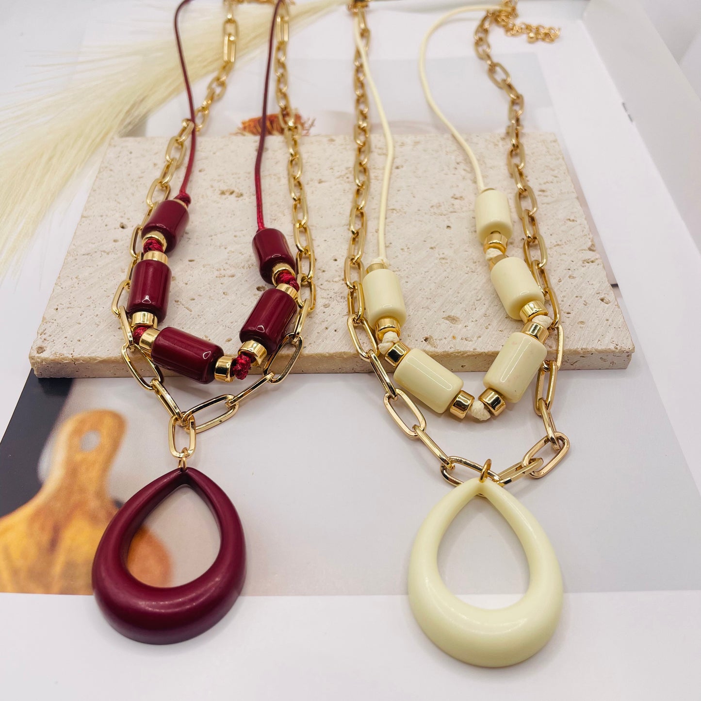 JI JOYA VENTA AL POR MAYOR,Collar de doble capa moderno y sencillo.