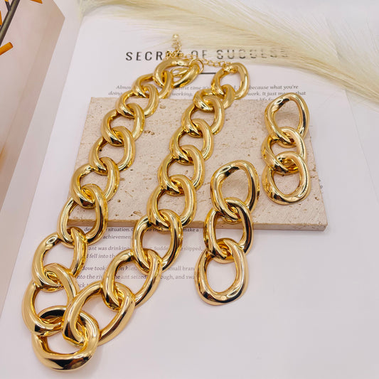 JI JOYA VENTA AL POR MAYOR,Collar de cadena simple y exagerado
