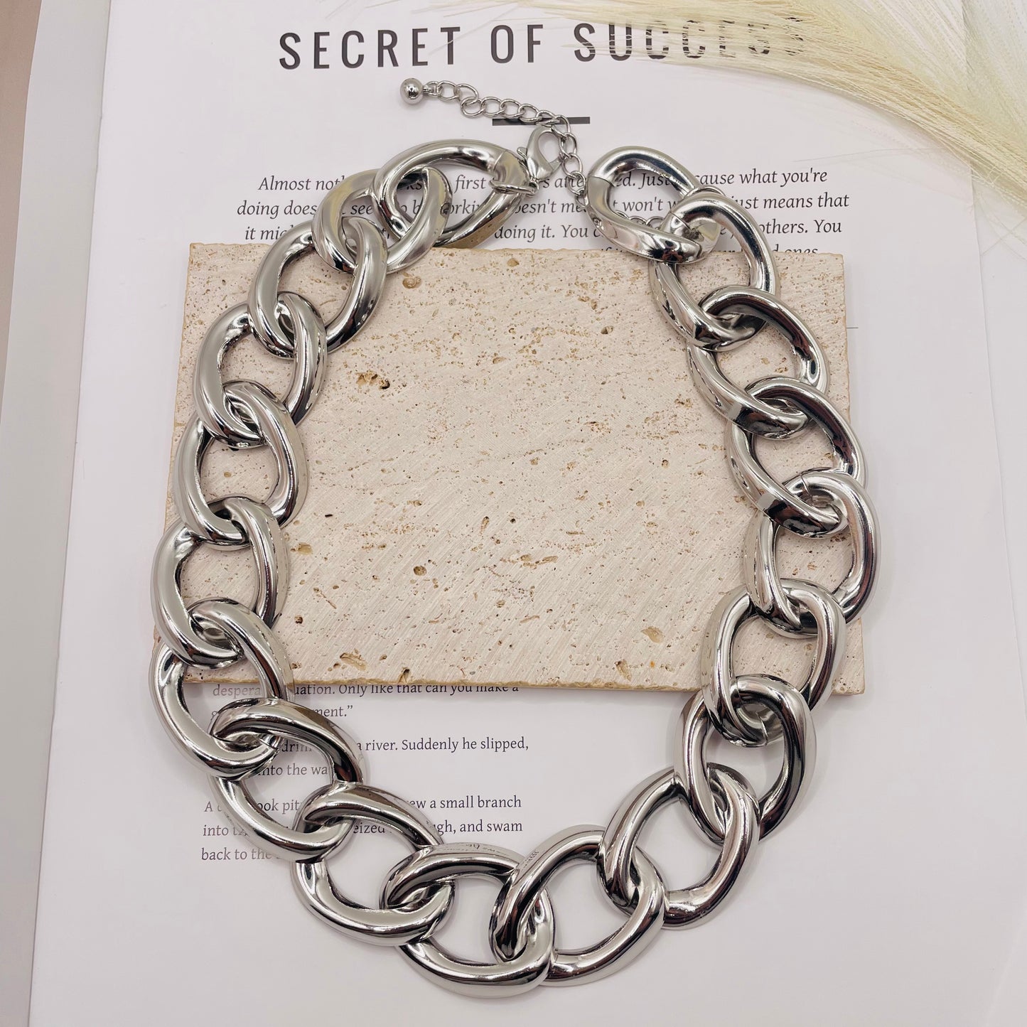 JI JOYA VENTA AL POR MAYOR,Collar de cadena simple y exagerado