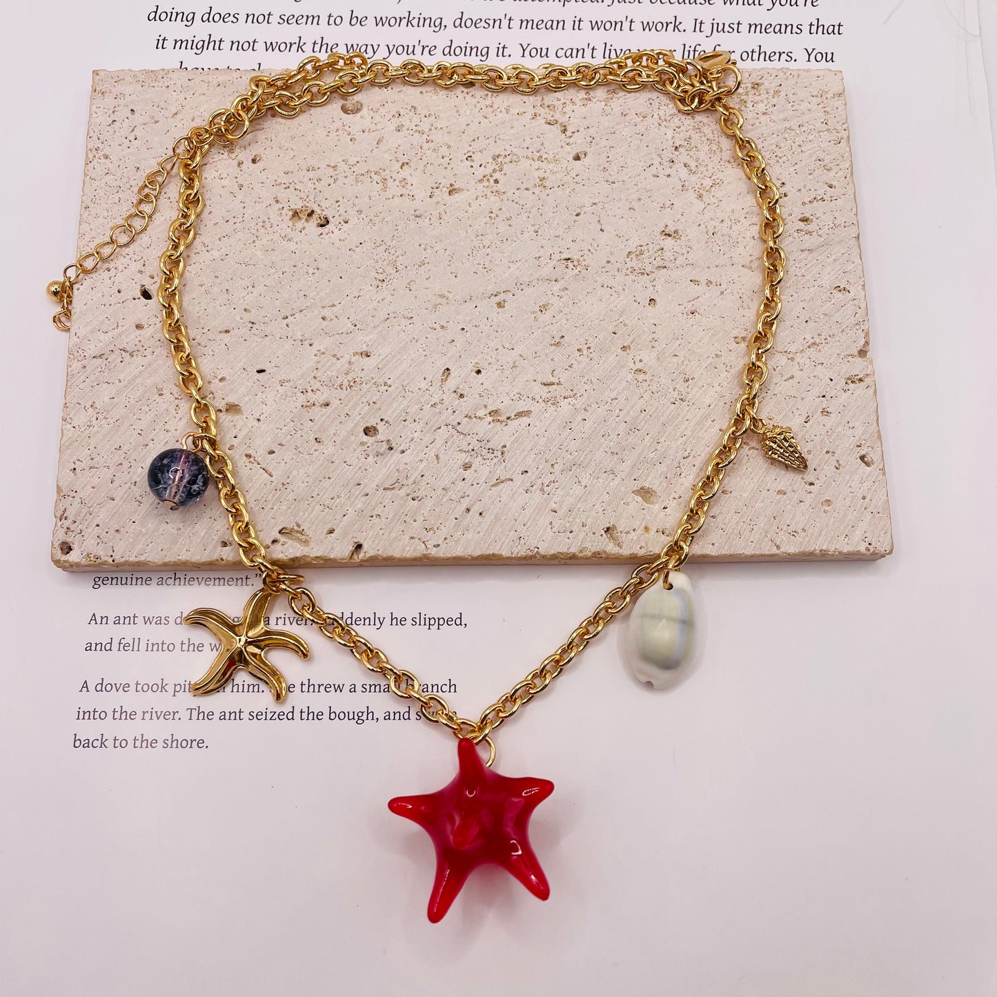 JI JOYA VENTA AL POR MAYOR,Collar de cadena fina con colgante de la colección Ocean