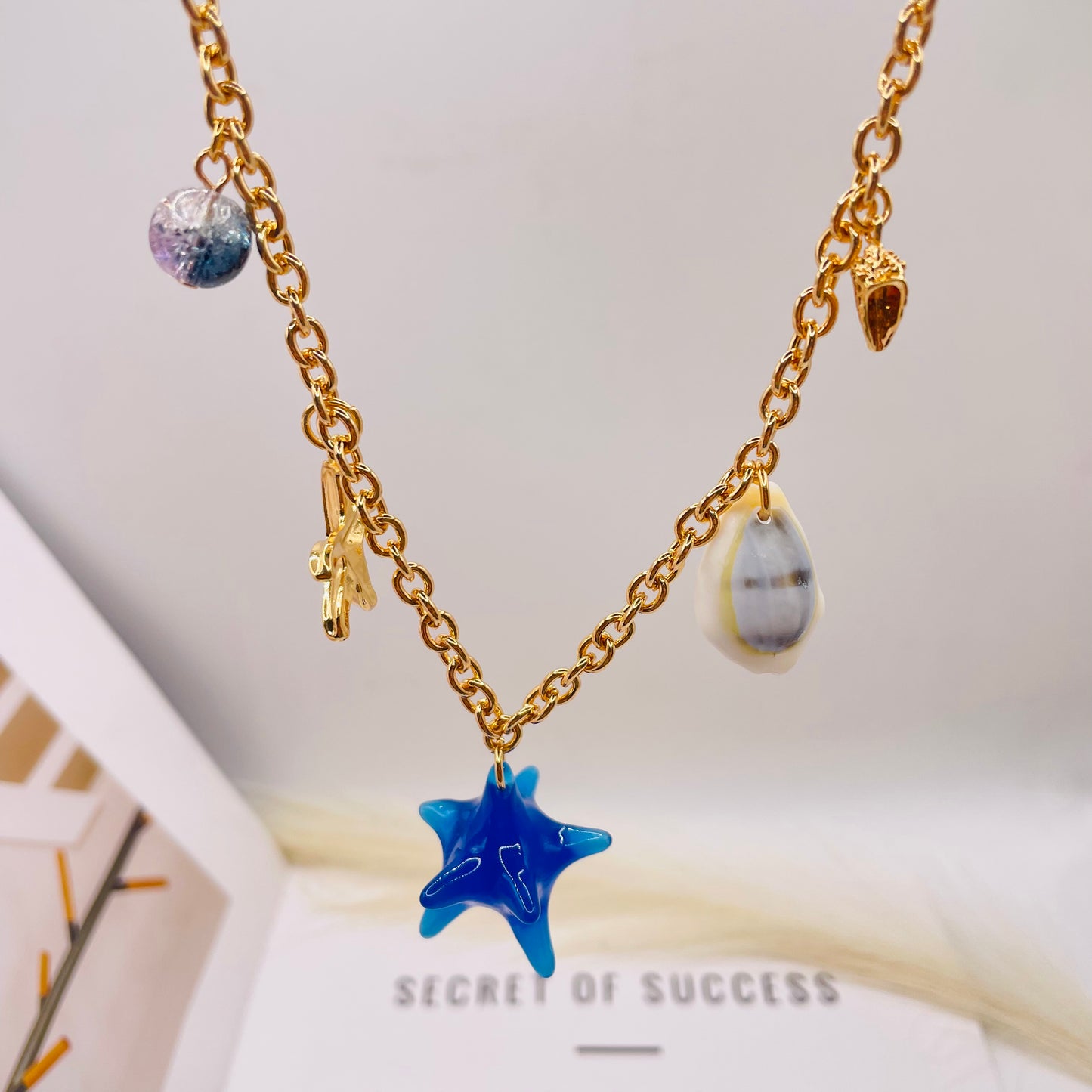 JI JOYA VENTA AL POR MAYOR,Collar de cadena fina con colgante de la colección Ocean