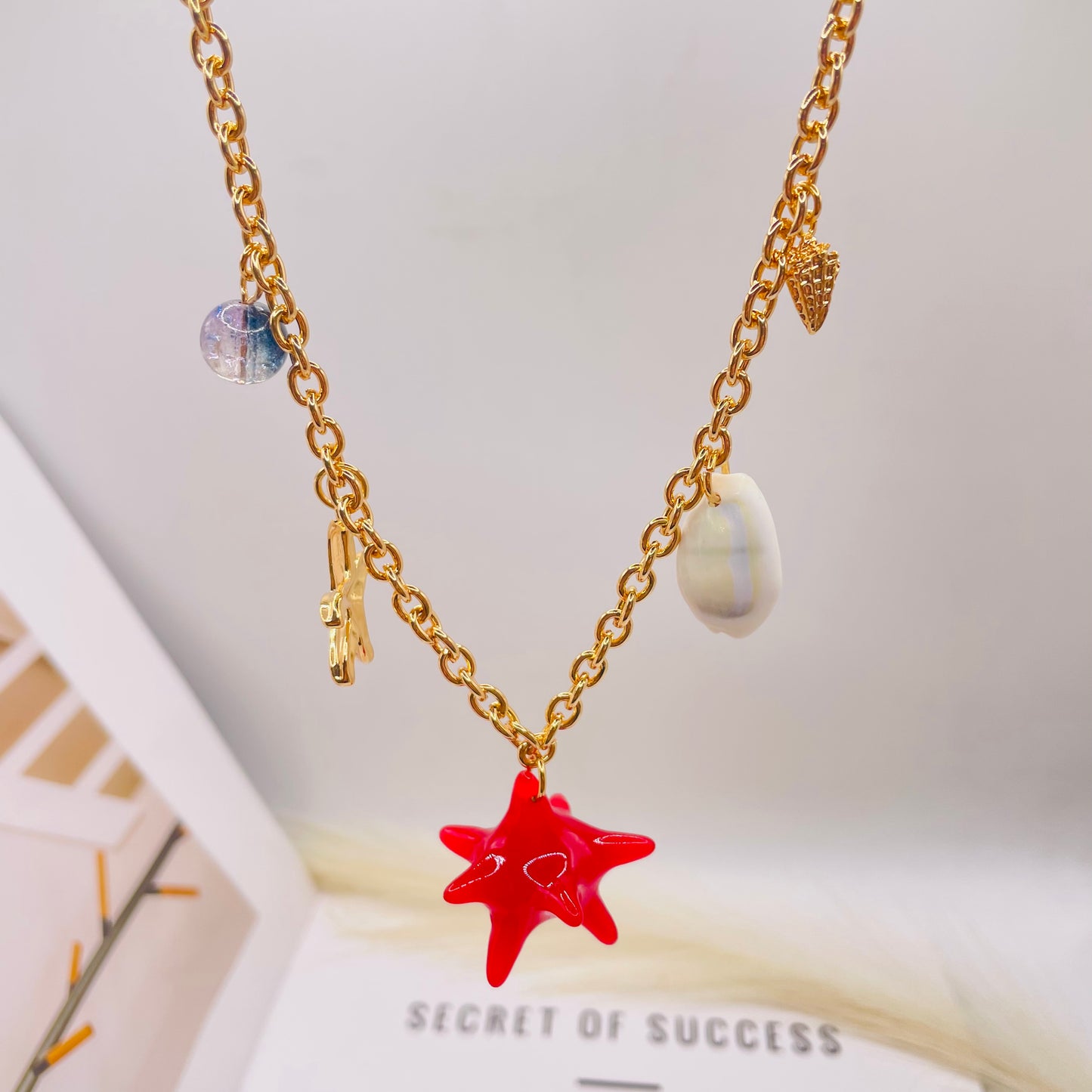 JI JOYA VENTA AL POR MAYOR,Collar de cadena fina con colgante de la colección Ocean