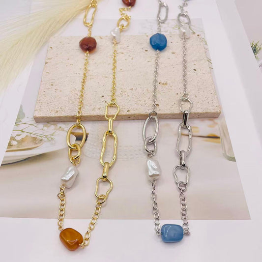 JI JOYA VENTA AL POR MAYOR,¡Collar largo con perlas y cuentas! ¡Perfecto para combinar con un suéter!