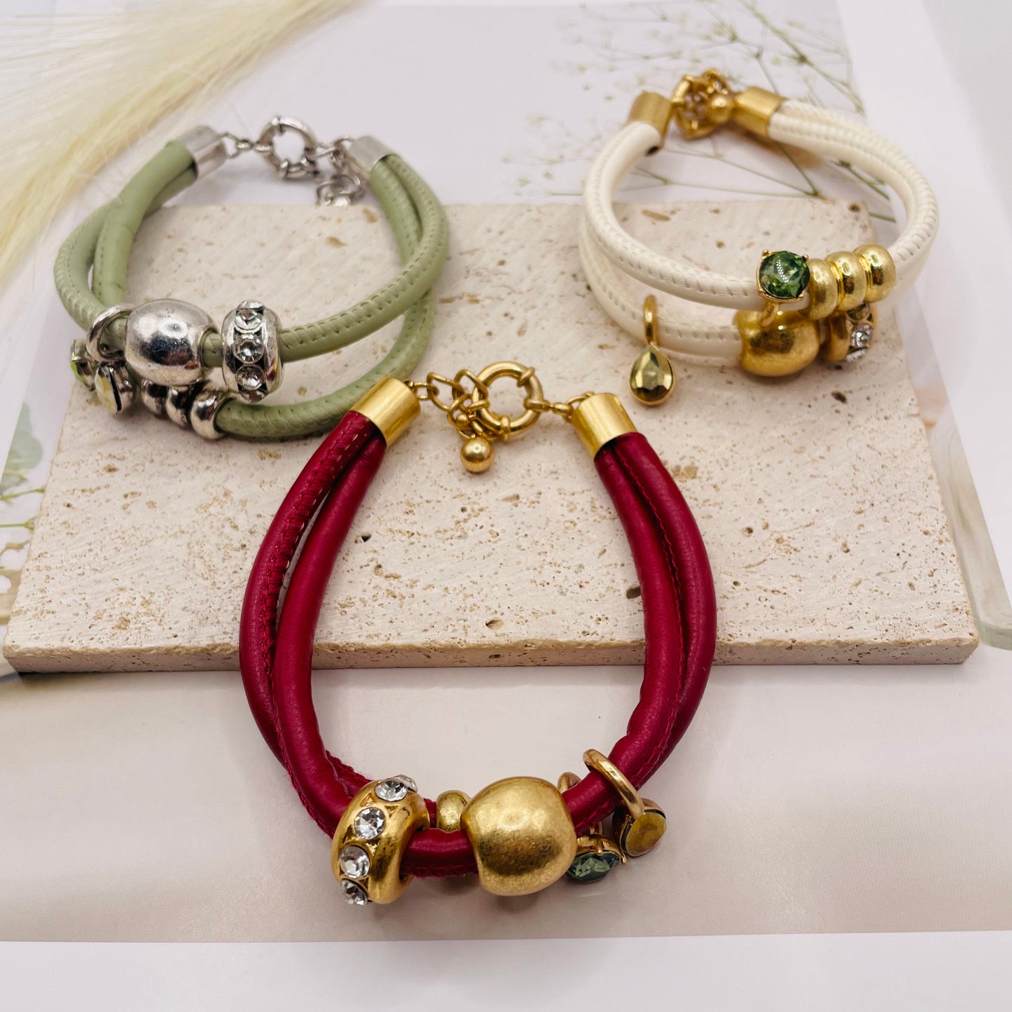 JI JOYA VENTA AL POR MAYOR,Collar con colgante de cuero doble