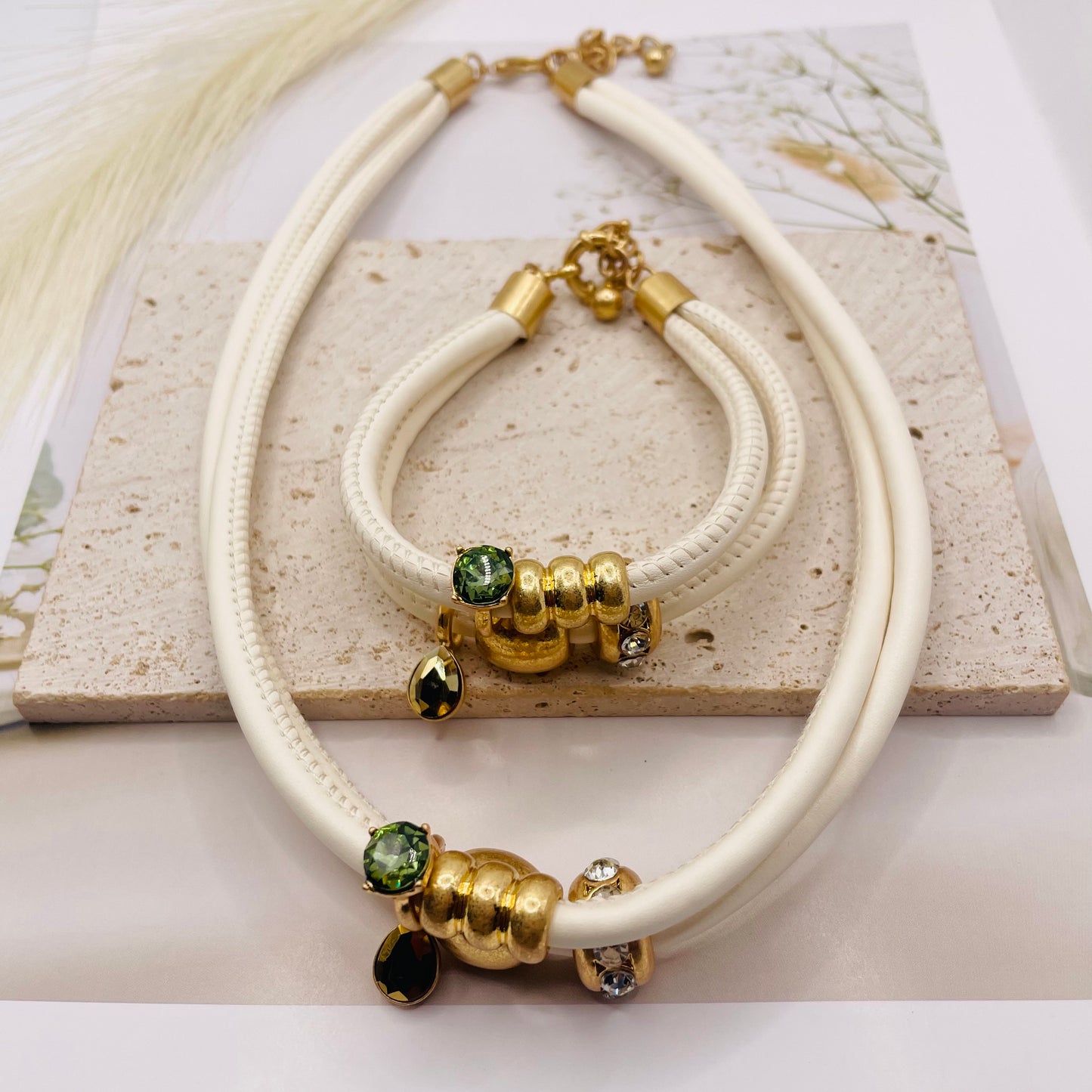JI JOYA VENTA AL POR MAYOR,Collar con colgante de cuero doble
