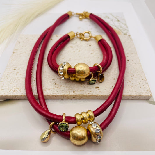 JI JOYA VENTA AL POR MAYOR,Collar con colgante de cuero doble