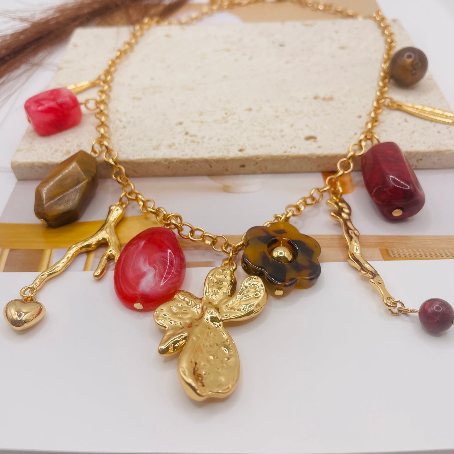 JI JOYA VENTA AL POR MAYOR,¡Collar con colgante de flores!