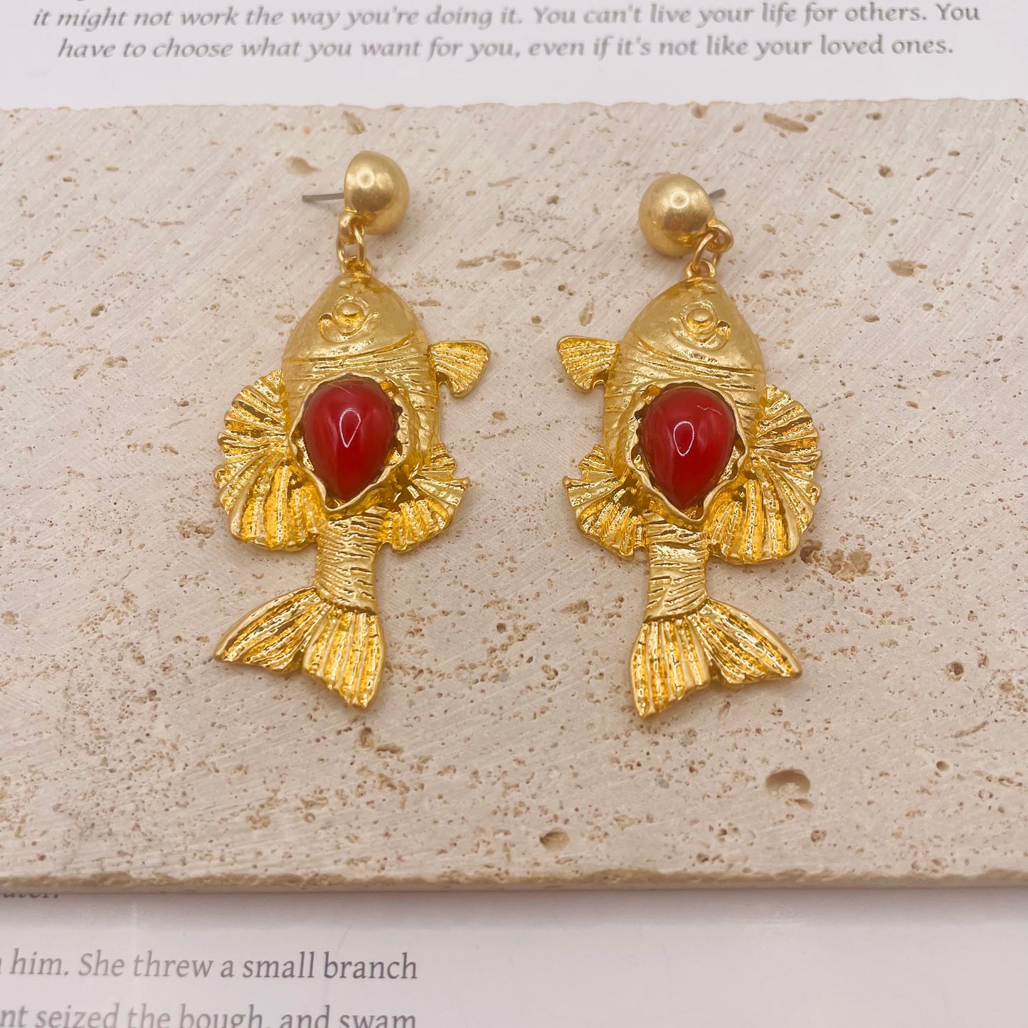 JI JOYA VENTA AL POR MAYOR,Collar y pendientes vintage con colgante de pez y concha