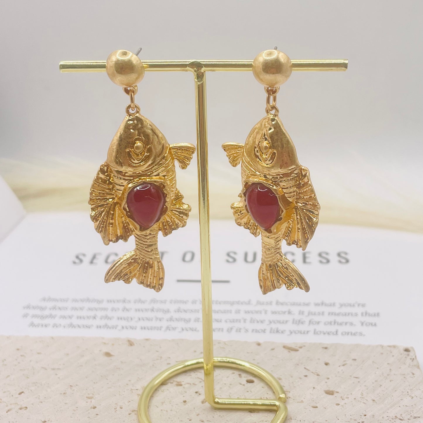 JI JOYA VENTA AL POR MAYOR,Collar y pendientes vintage con colgante de pez y concha