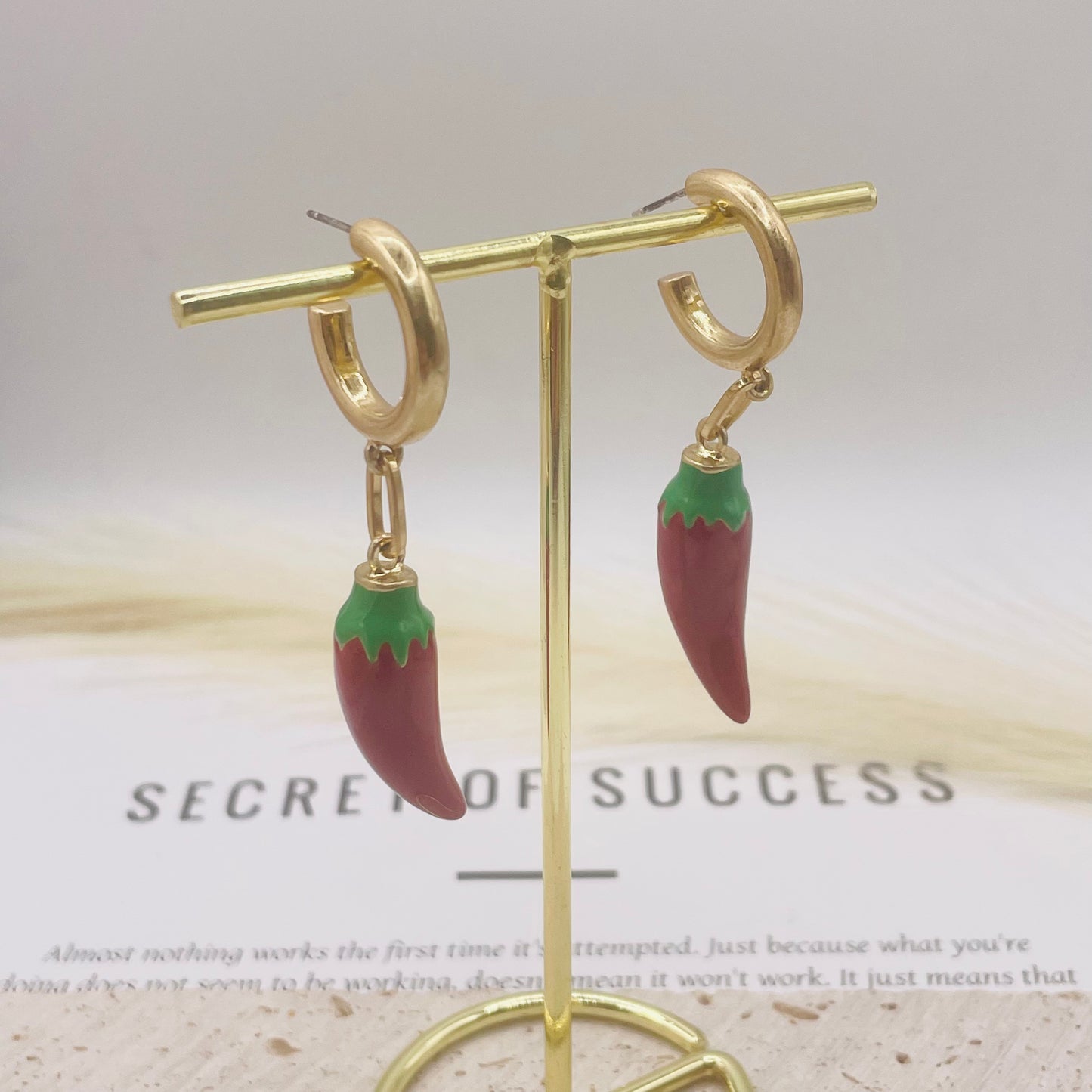 JI JOYA VENTA AL POR MAYOR,Collar y pendientes de chile rojo