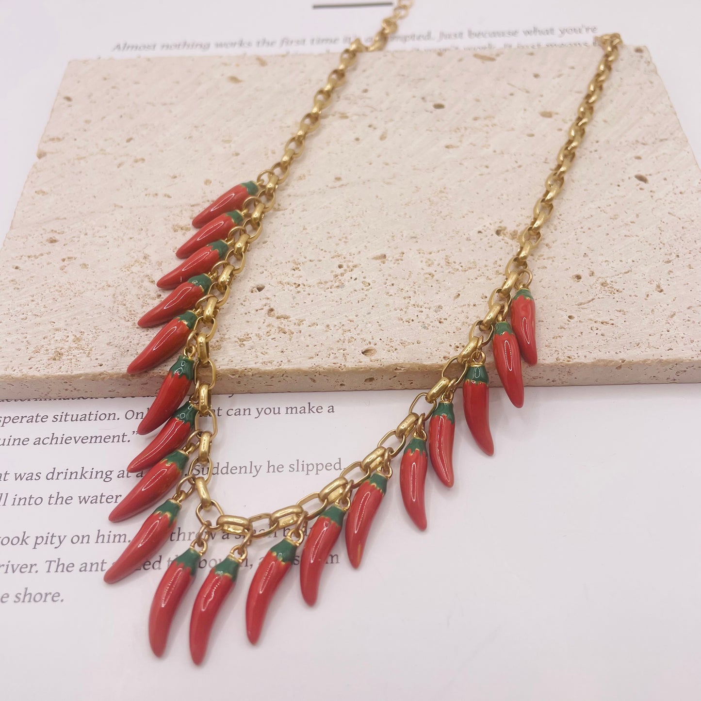 JI JOYA VENTA AL POR MAYOR,Collar y pendientes de chile rojo