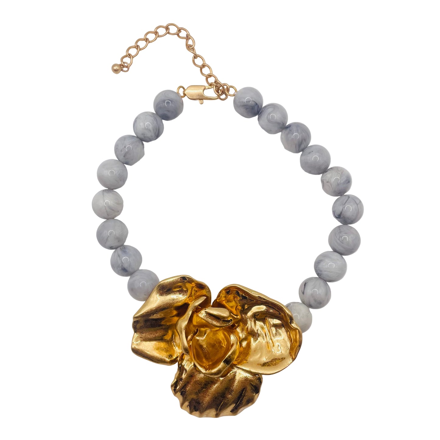 JI JOYA VENTA AL POR MAYOR,¡Grandes flores de moda combinadas con un collar de columna redonda!