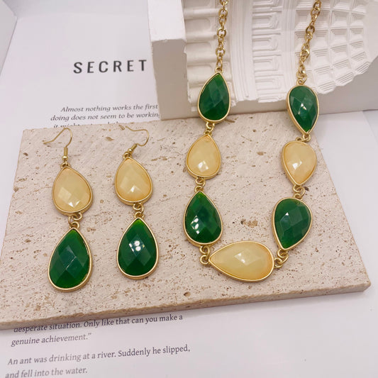 JI JOYA VENTA AL POR MAYOR,Un conjunto de collar y pendientes sencillo y elegante, ¡perfecto para festivales, bodas y fiestas!