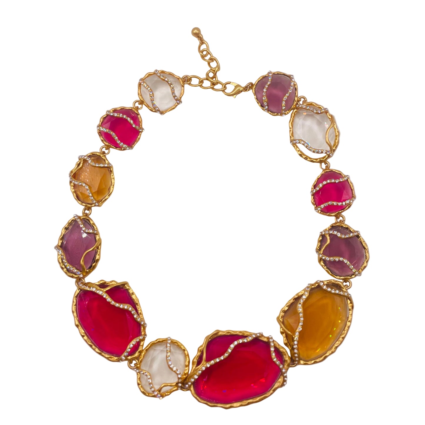 JI JOYA VENTA AL POR MAYOR,Collar y pendientes de diamantes multicolores, los pendientes están disponibles en 2 tamaños.