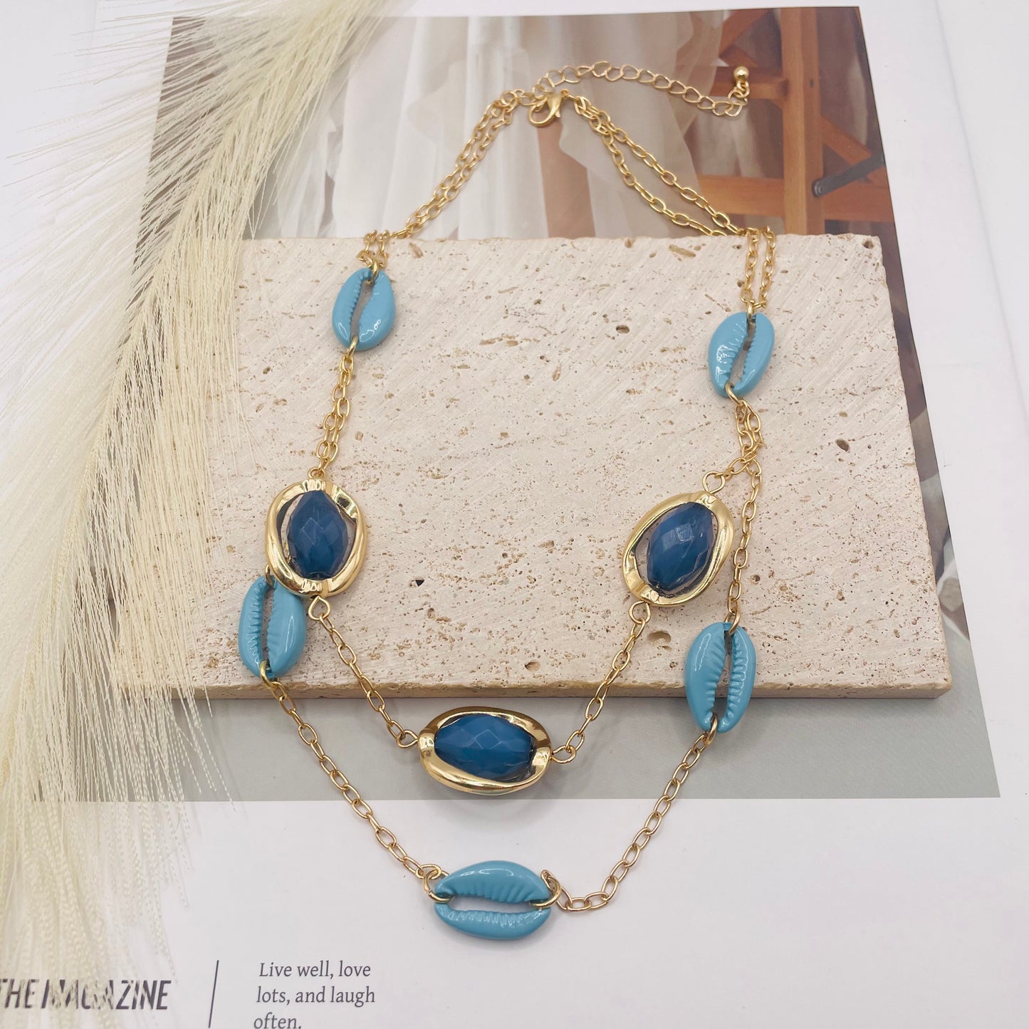 JI JOYA VENTA AL POR MAYOR,Collar sencillo de conchas y cuentas